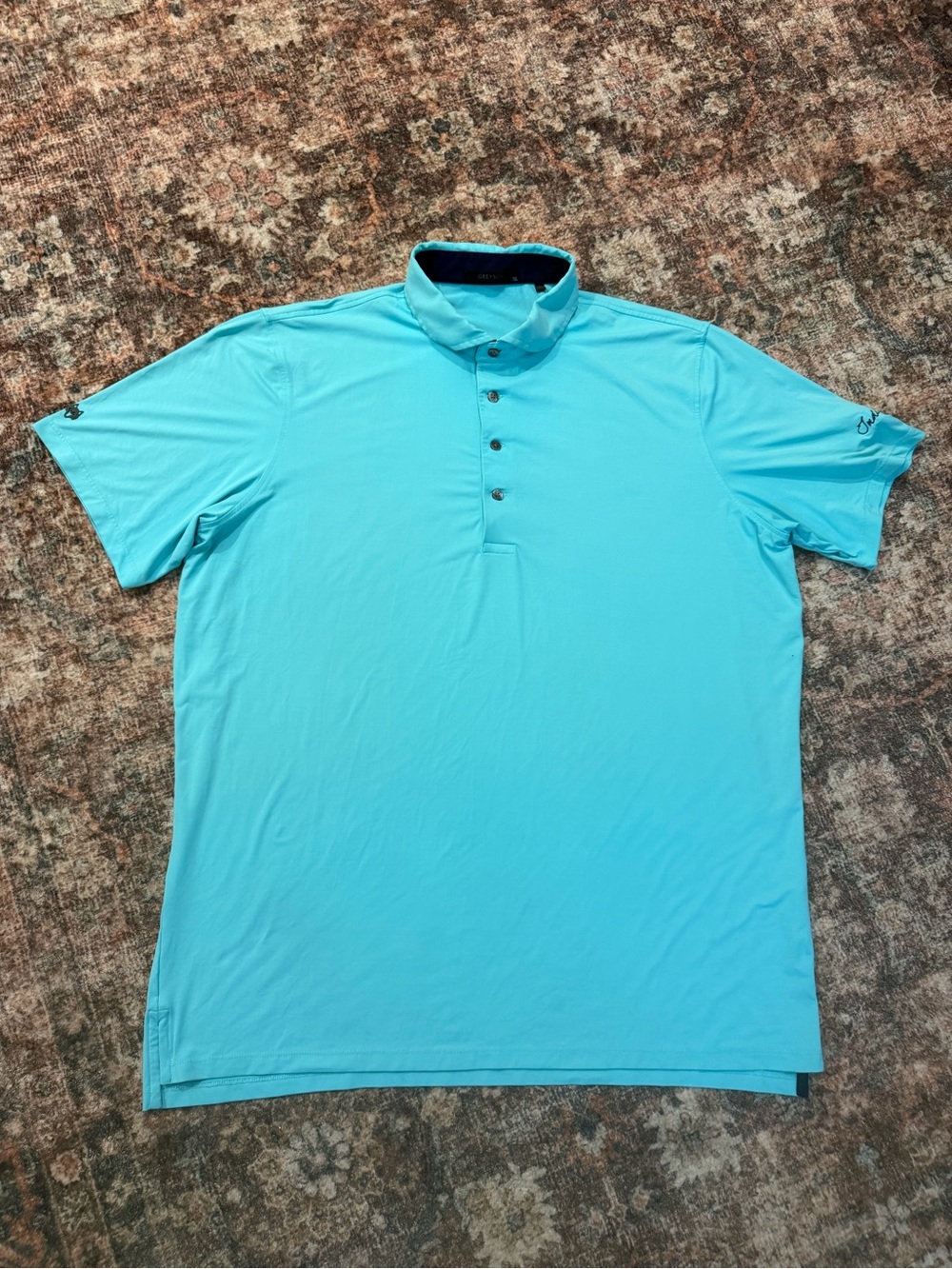GREYSON Solid Golf Polo Shirt Men's XL Light Blue Short Sleeve Logo Embroidered